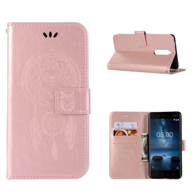 

MOONCASE Nokia 51 Windbell Owl Embossed Leather Case - Rose Gold