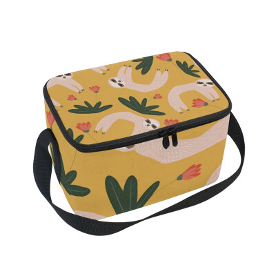 

ALAZA Lunch Box Insulated Funny Sloth Lunch Bag Large Cooler Tote Bagfor Men Women