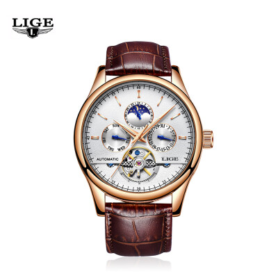 

LIGE LG9843 Men Creative Luminous Dial Business Mechanical Watch