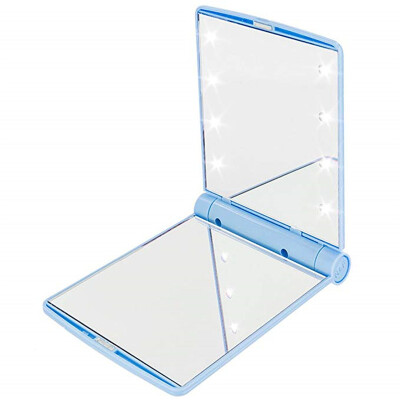 

Makeup Mirrors Cosmetic Hand Folding Portable Compact Pocket 8 LED Lights Lamps