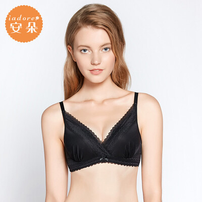 

An Lifangs Anduo rimless underwear sexy lace gathered to receive the milk on the support bra HB0164U black BLK 75B