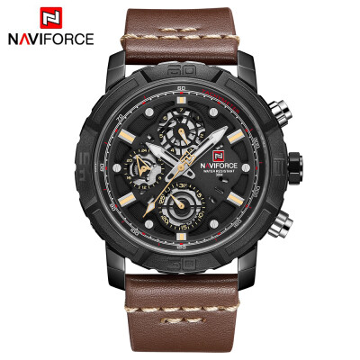 

NAVIFORCE NF9139 Quartz Watches Luminous Man Leather Digital Analog Week Date Hour Display Waterproof Casual Wrist Watch with Gift