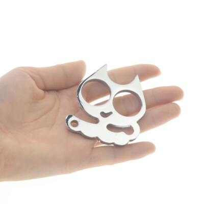 

Cat keychain Ring Buckle Sefl-Defense Toy Model Outdoor Metal Ring Four finger edc Tool Fashion Christmas gift survival Key Rings