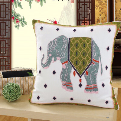 

Embroidery Cushion Cover Elephant Flower Pattern Cotton Pillow Home Decor Sofa Bed Decor Decorative Pillowcase 4545 cm