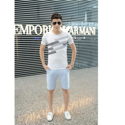 

Mens new round neck short-sleeved T-shirt printing t-shirt male