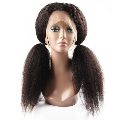 

Braziian Hair Kinky Straight Human Hair Lace Front Wig Yaki Straight Human Hair Wigs Bleached Knots With Baby Hair Natural Color