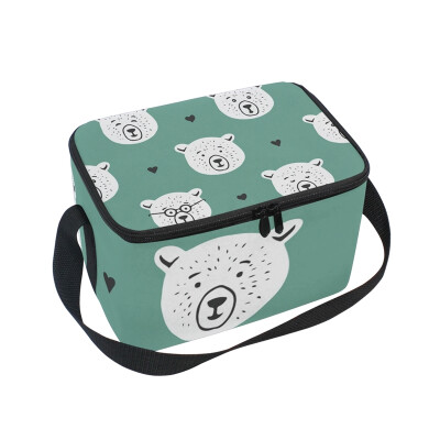 

ALAZA Lunch Box Insulated Lunch Bag Large Cooler Bear Cartoon Face Tote Bag