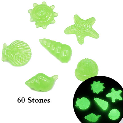 

60pcsBag DIY Home Decor Luminous Sea Conch Shell Starfish Glow in Dark Colorful Pebbles Rocks Stone for Aquarium Fish Tank