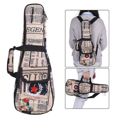

21" Ukelele Bag Case Paper Pattern Oxford Backpack Adjustable Shoulder Strap Pocket 6mm Thicken Padded