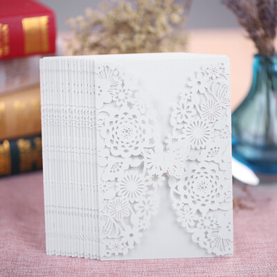 

20Pcs Romantic Wedding Party Invitation Card Delicate Carved Flowers Decoration