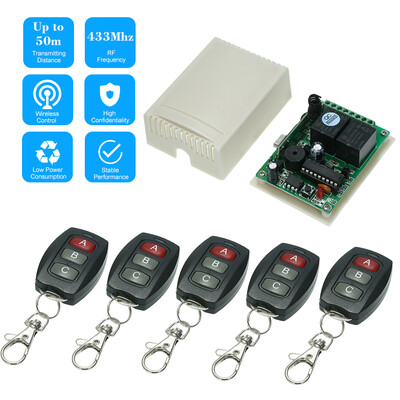 

433Mhz DC 12V 2CH Universal 10A Relay Wireless Remote Control Switch Receiver Module&5PCS 3 Key RF 433 Mhz Transmitter Remote