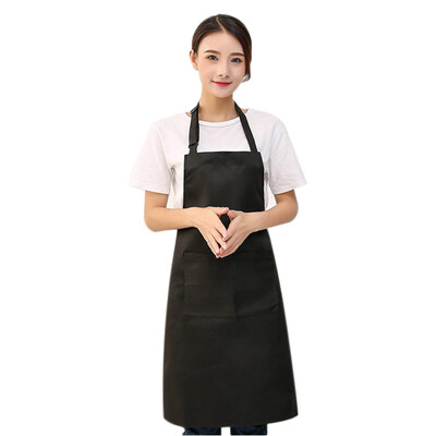 

UpperX 2 Pack Cotton Adjustable Bib With 2 Pockets Cooking Kitchen Aprons For Women Men ChefBlack