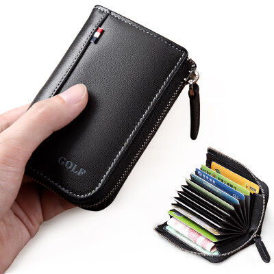 

Golf GOLF card package mens first layer cowhide multi-function wallet mens large-capacity coin purse multi-card youth card package Q8BV61811J black