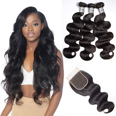 

Star Show Brazilian Hair Body Wave Bundles with Closure 100 Percent Human Hair Extensions 3 Bundles Body Wave with Closure