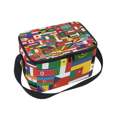 

ALAZA Lunch Box Insulated World Flags Lunch Bag Large Cooler Tote Bag for Men Women