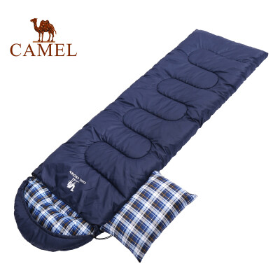 

Camel sleeping bag outdoor travel autumn&winter thick camping cold single can be stitched sleeping bag portable compartment dirty A8W03004 blue right 18KG