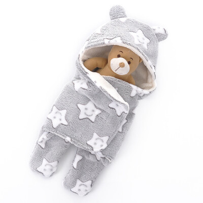

Baby Swaddle Wrap Soft Warm Coral Fleece Hooded Sleepsack Anti-kicking Sleeping Bag Stroller Blanket For 0-12 Months Baby Girl Boy