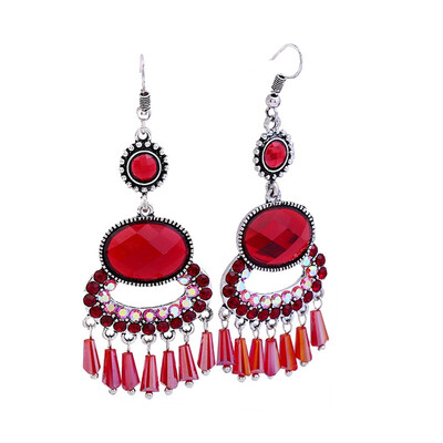 

Women Ear Hole A Hook Luxurious Crystal Eardrop Retro Ear Nail Hanging Earrings Diamond Artificial