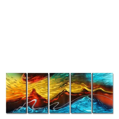 

Tooarts Modern Abstract Painting Wall Decor 5-Panels Seascape Waves Painting Hanging Wall decorations for Kitchen Dinning Room