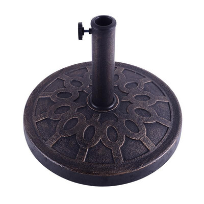 

32 lb Round Decorative Cast Stone Umbrella Base Holder - Bronze Finish