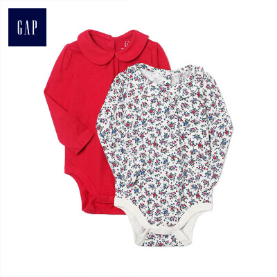 

GAP flagship store baby girl long-sleeved Peter Pan collar jumpsuit two-piece 400314 red&blue flowers 6-12M