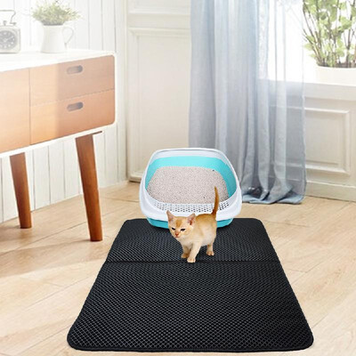 

Cat Litter Mat Double Layer Trapping Pad Nonslip Waterproof Durable EVA Foldable in Half-Medium Size