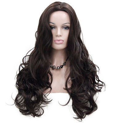 

StrongBeauty 26" Long Wavy Blonde Center Skin Part no Bangs Full Synthetic Wig