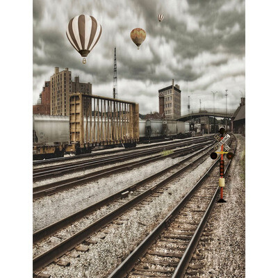 

Train Track Photo Backdrop 57FT Vinyl Fabric Cloth Digital Printing Birthday Photo Background s-2395