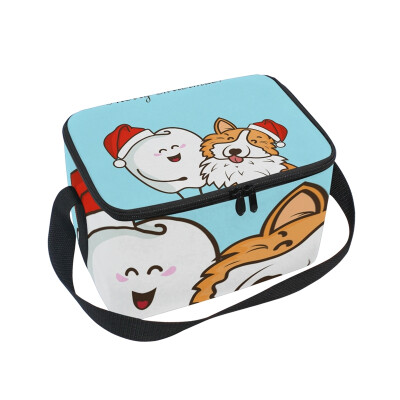 

ALAZA Lunch Box Insulated Lunch Bag Large Cooler The Tooth Hugs Cute Puppy Tote Bag