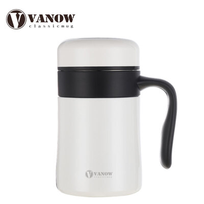 

British vanow mugs 316 stainless steel cups cups tea separation mug business office cup 420ml ya white