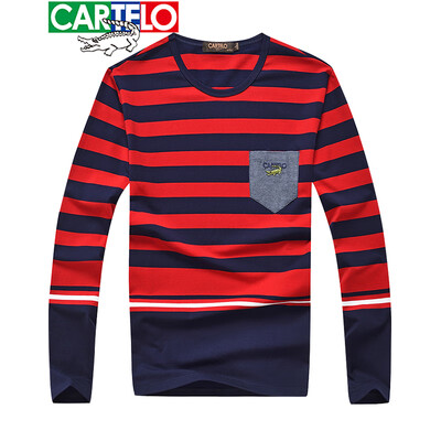 

Cartier crocodile CARTELO long-sleeved T-shirt mens cotton 2019 spring new fashion casual mens loose round neck t-shirt red