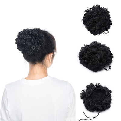 

Short Cute drawstring ponytail curly afro Puff ponytail Clip In hair extensions