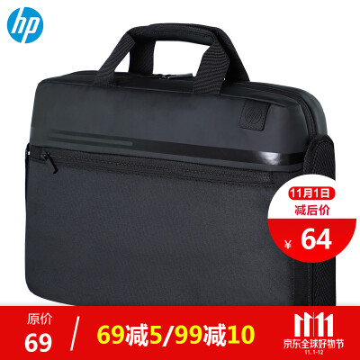 

HP hp 156-inch fashion thin business computer handbag shoulder bag black basic handbag 3XD21PA