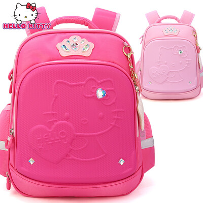 

HelloKitty childrens school bag primary school students 1-3-4 grade girl ridge backpack shoulder bag girls burden backpack KT0055A-pink code