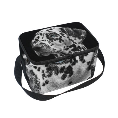 

ALAZA Lunch Box Insulated Lunch Bag Large Cooler Black And White Spot Dog Tote Bag