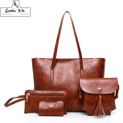 

New Arrival 4PCSset Women Purse Handbags Sets Ladies PU Leather Shoulder Bags Female Messenger Bags Crossbody Tote Bag