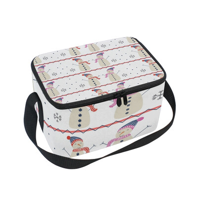 

ALAZA Lunch Box Insulated Snowman Pattern Lunch Bag Large Cooler Tote Bag for Men Women
