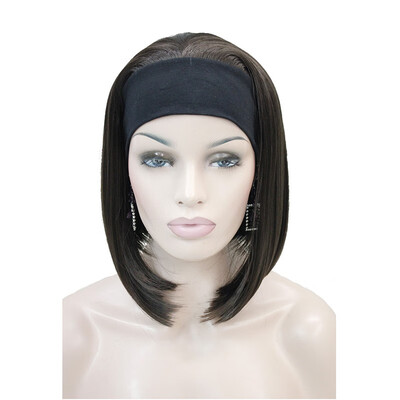 

StrongBeauty Cute BOB 3-4 Wig with Headband Orange Brown Straight Womens Short Half Hair Wigs COLOUR CHOICES