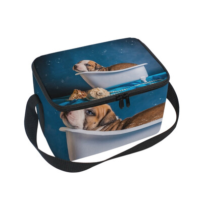 

ALAZA Lunch Box Insulated Lunch Bag Large Cooler Puppy Washes In Tub Tote Bag