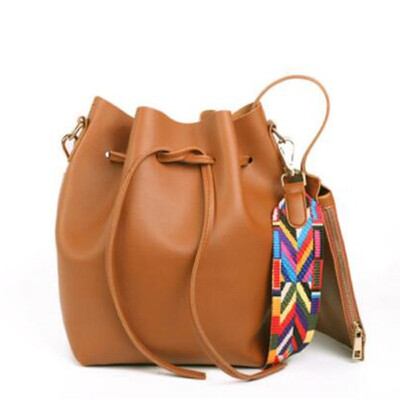 

2019 New Fashion Colorful Strap Bucket Bag Women High Quality Pu Leather Shoulder Bag Brand Desinger Ladies Crossbody Bags