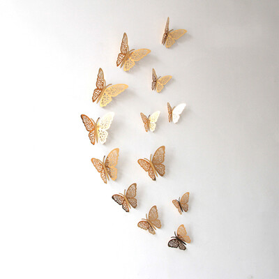 

12pcsset Vivid 3D Butterfly Wall Stickers Removable Mural Stickers DIY Art Wall Decals Decor with Glue for Bedroom Wedding Party