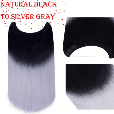 

20-22 inches Invisible Wire No Clips in Hair Extensions Secret Fish Line Hairpieces Silky Straight real natural Synthetic