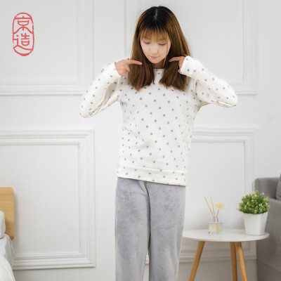 

JZAO ladies coral velvet pajamas set light gray S