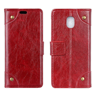 

MOONCASE Samsung Galaxy J7 2018 copper buckle nappa leather case - wine red