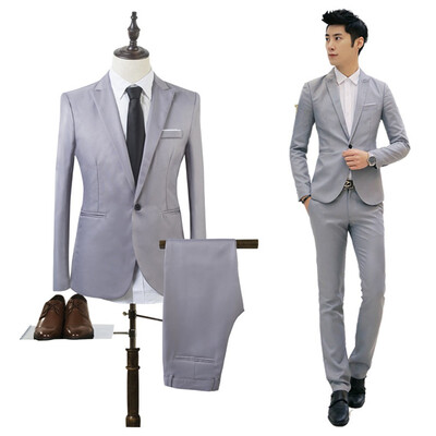 

Mens Suits Business Male Slim Fit Blazer Bestman Groomsman Suits Formal Outfit One Button Jacket Pants 2Pieces