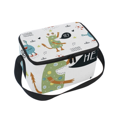 

ALAZA Lunch Box Insulated Lunch Bag Large Cooler Funny Monsters Tote Bag