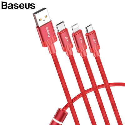 

Baseus 3 in 1 USB Cable 35A fast charging Micro Type-c Lightning Data cable for Phone Charger&data Transfer