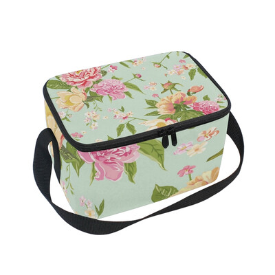 

ALAZA Insulated Lunch Box Pink Rose Lunch Bag for Men Women Portable Tote Bag Cooler Bag