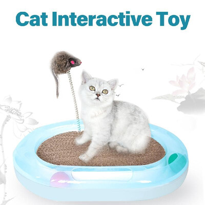 

carno Cat Track Toy Ball Disk Circle Puzzle Tunnel with Cat Scratcher Catnip Tease Stick Pet Interactive Toy for Kittens Exercise
