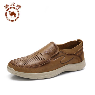 

Camel brand mens shoes leather breathable hollow leisure lazy set foot W912307860 yellow brown 43265 yards